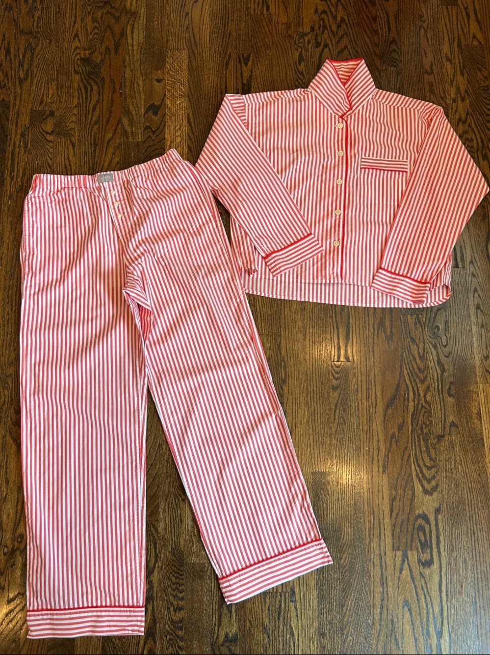 J. Crew Red and White Striped Cotton Pajama Set | Women’s size S